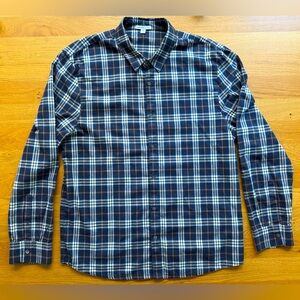 James Perse navy and white plaid flannel shirt | EUC